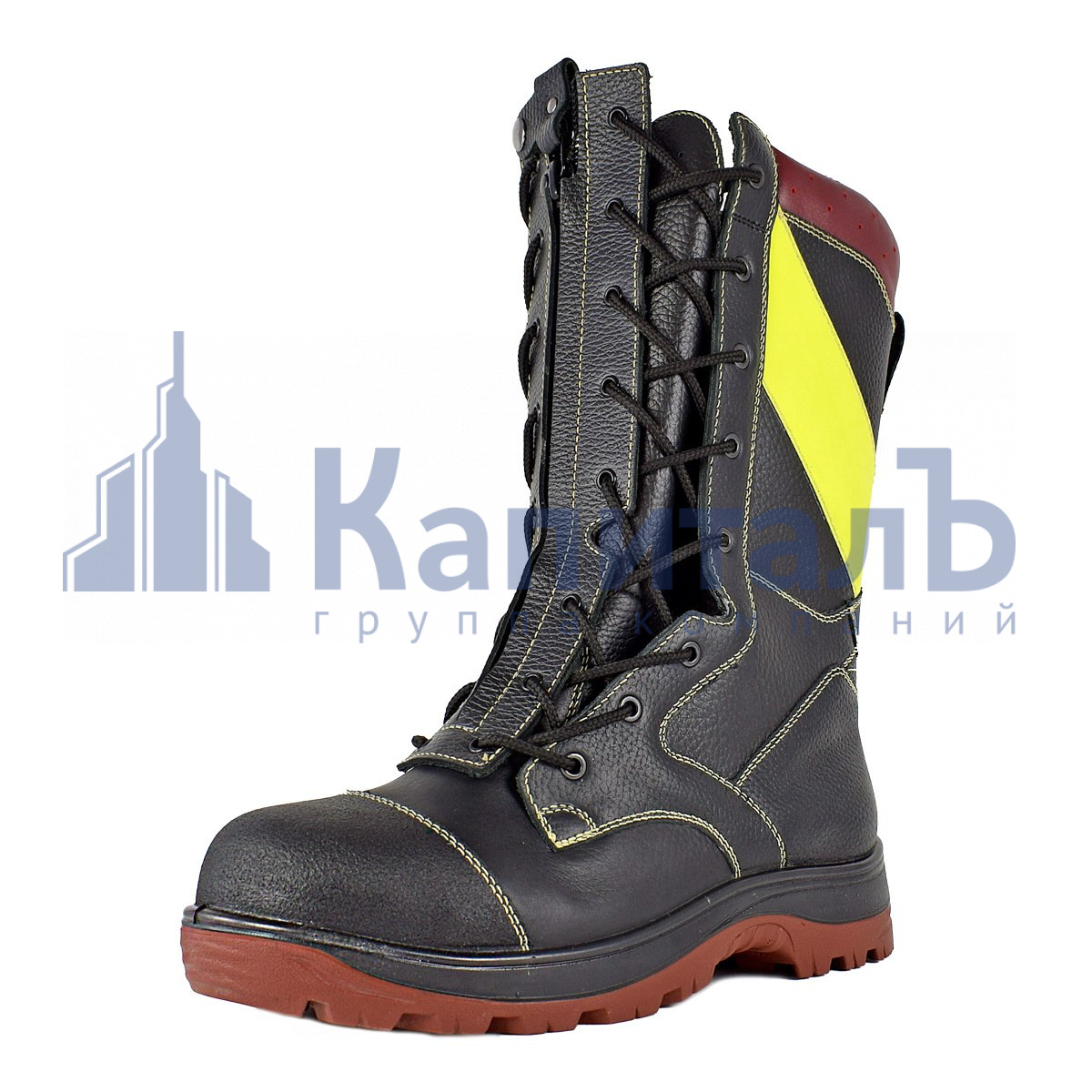 БОТИНКИ С ВЫСОКИМИ БЕРЦАМИ (РЕГУЛИРУЕМЫЕ ПО ОБХВАТУ ГОЛЕНИ) МУЖСКИЕ СПЕЦИАЛЬНЫЕ ЗАЩИТНЫЕ ПОЖАРНЫХ